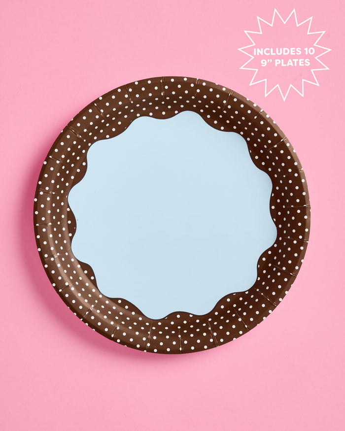 Cocoa Dot Plates - 9in polka dot plates