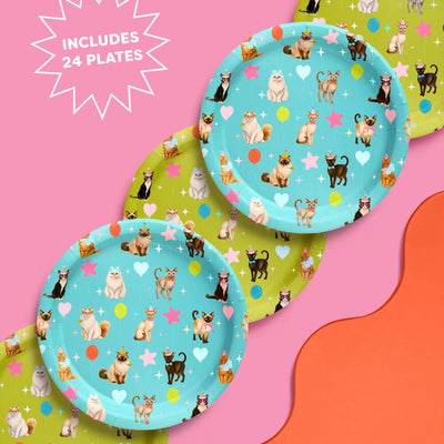Cat Plates - 24 paper plates