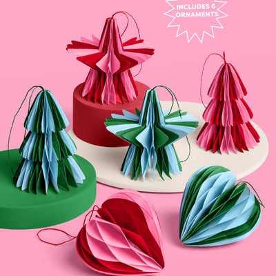 3D Paper Ornament Set - honeycomb ornament set