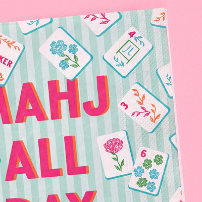 Mahj All Day Cocktail Napkins - pink + teal stripes