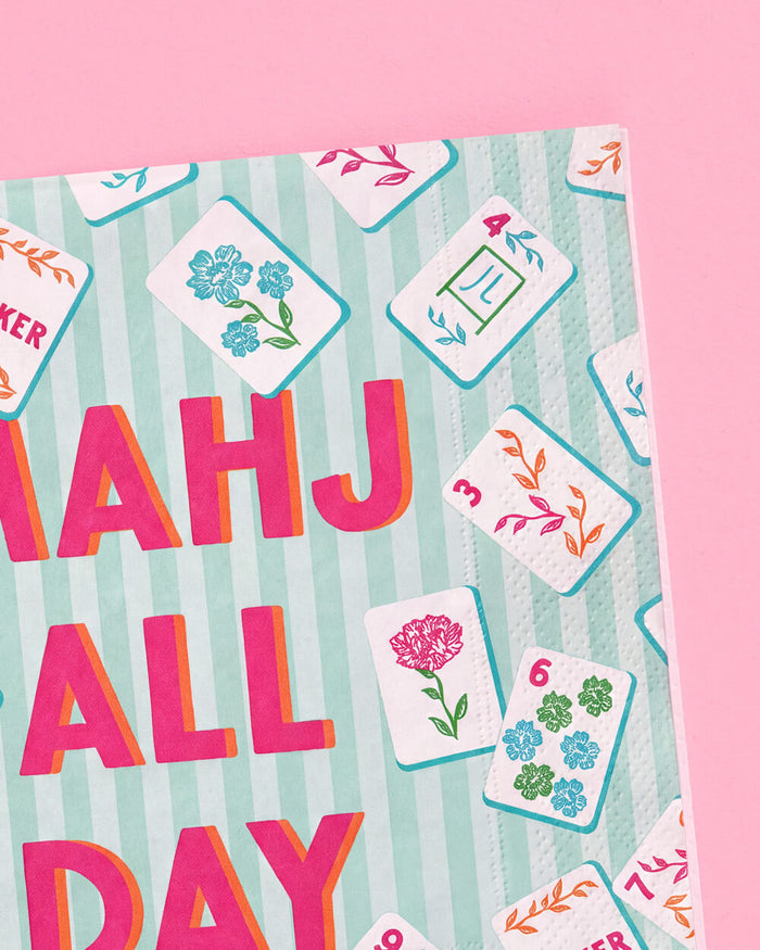 Mahj All Day Cocktail Napkins - pink + teal stripes