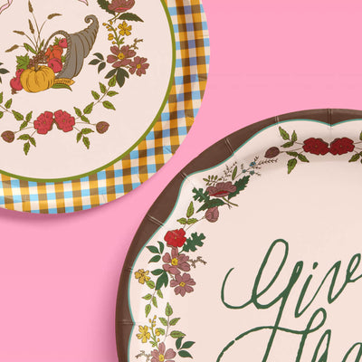 Thanksgiving Harvest Plates - 32 paper plates