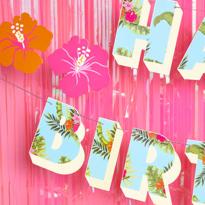 Tropical Birthday Banner - matte colorful banner