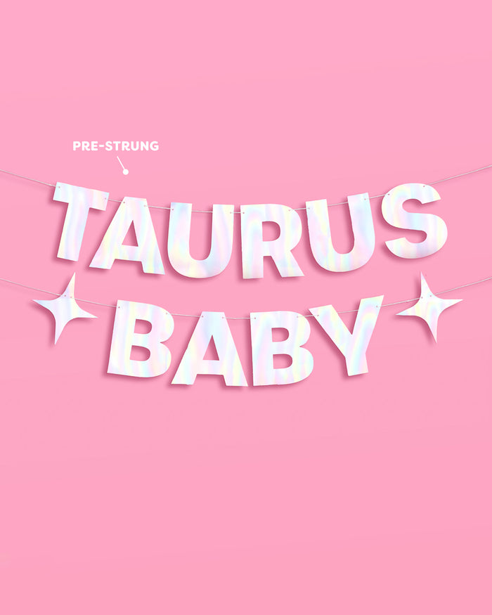 Taurus Baby Banner - iridescent foil banner
