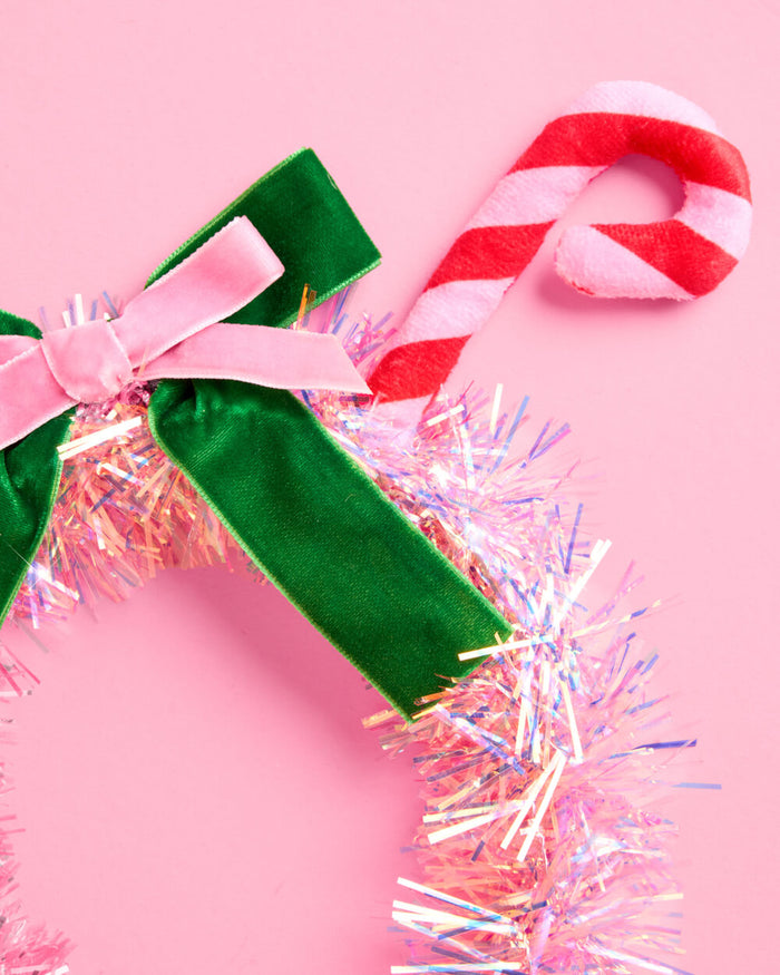 Candy Cane Headband - pink tinsel headband