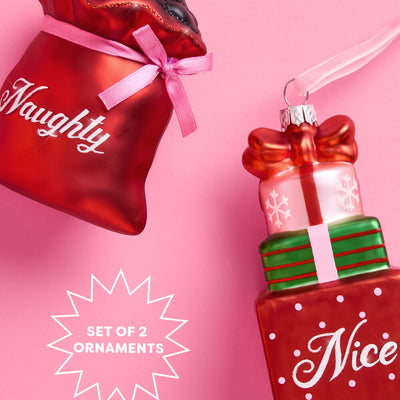 Naughty + Nice Ornament Set - 2 Christmas Ornaments