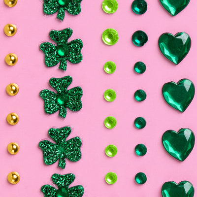 St Patty's Face Gems - 84 adhesive face gems