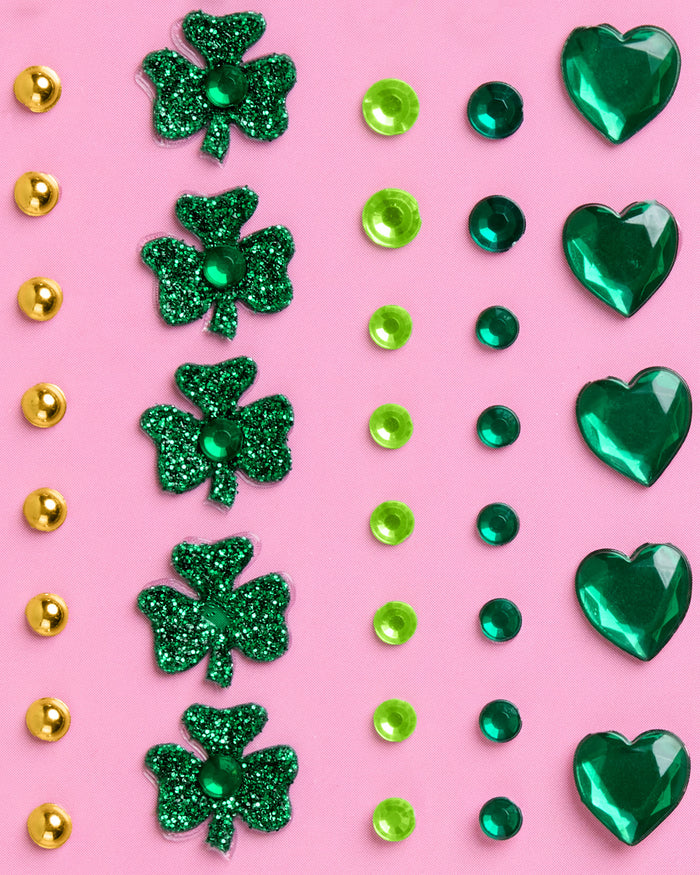 St Patty's Face Gems - 84 adhesive face gems