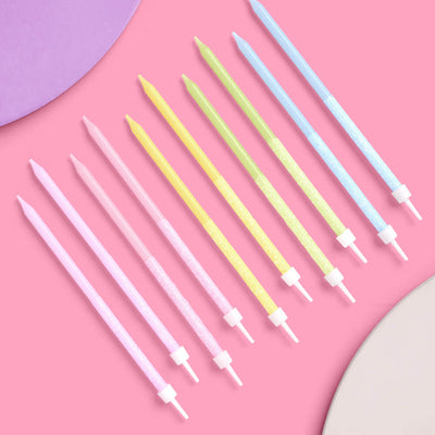 Pastel Glitter Candles - 10 glitter candles