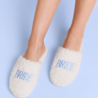 Bride Slippers - fuzzy faux fur slippers