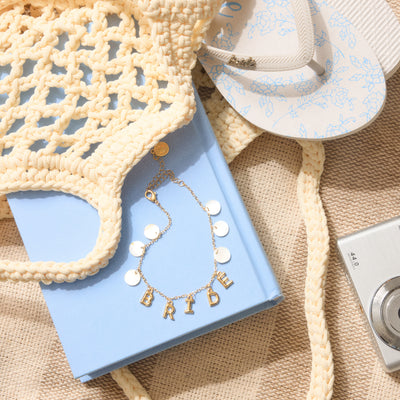 Bride Anklet - gold + mother of pearl discs