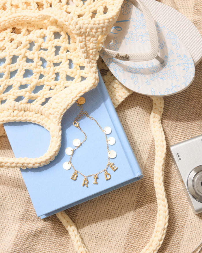 Bride Anklet - gold + mother of pearl discs