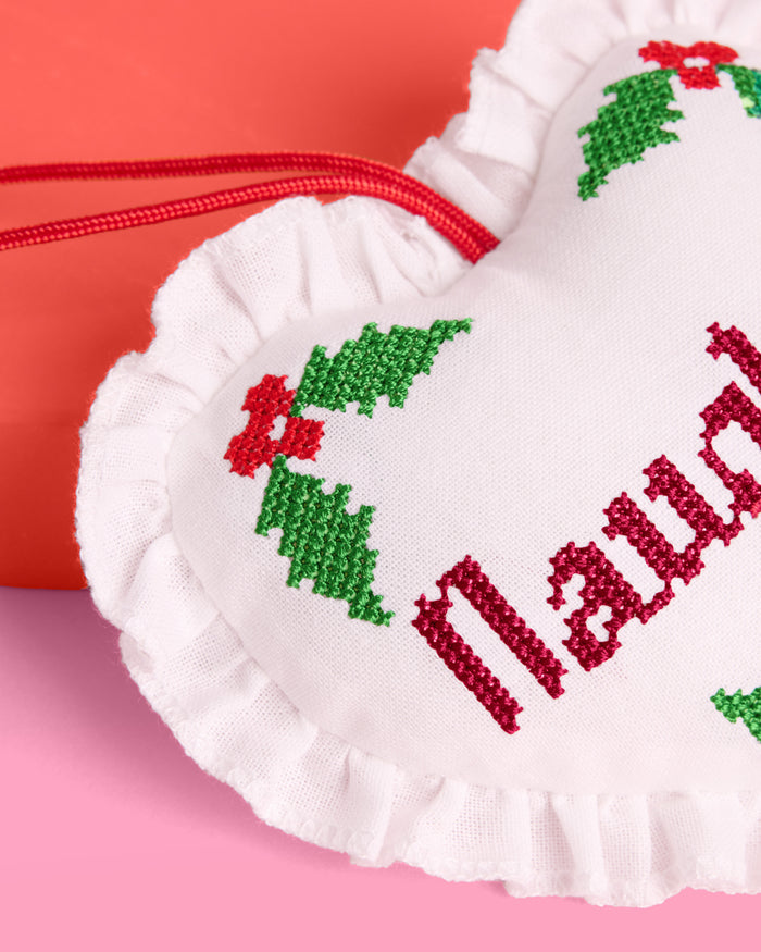 Naughty or Nice Ornament - cross stitch ornament