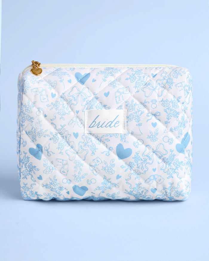 Something Blue Bag - quilted cosmetic bag