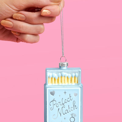 Perfect Match Ornament - blue matchbox ornament
