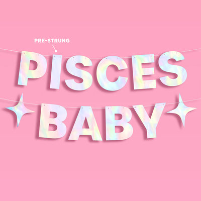 Pisces Baby Banner - iridescent foil banner