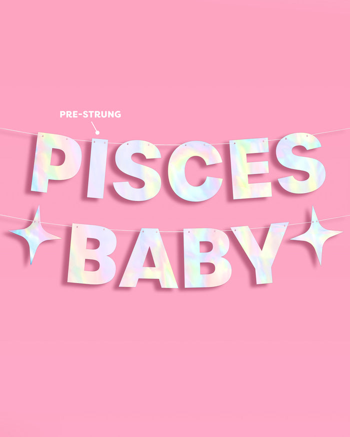 Pisces Baby Banner - iridescent foil banner