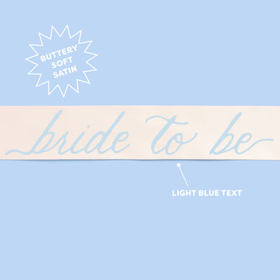 Coastal Bride Sash - ivory + blue satin sash