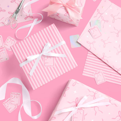 Pretty in Pink Wrapping Paper - 12 sheets + 16 tags