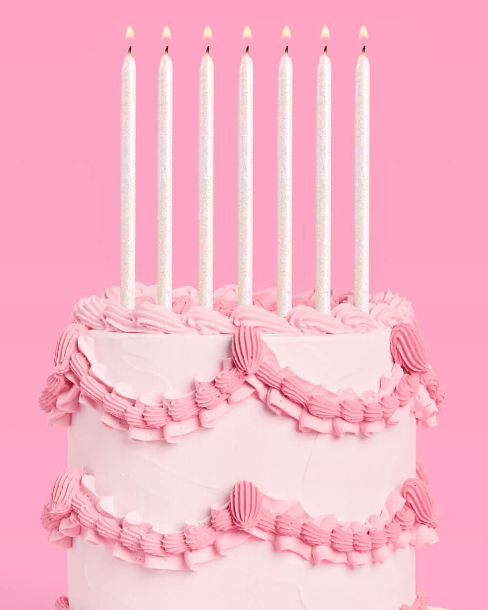 White Glitter Candles - 10 glitter candles
