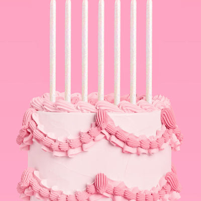 White Glitter Candles - 10 glitter candles