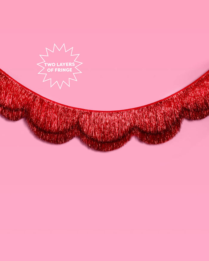 Red Fringe Banner - scalloped banner