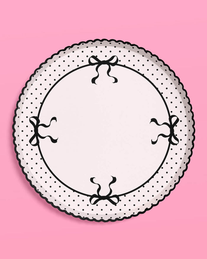 Little Black Bow Plates - 25 paper plates