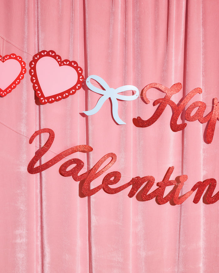 Happy Vday Banner - 3D glitter banner
