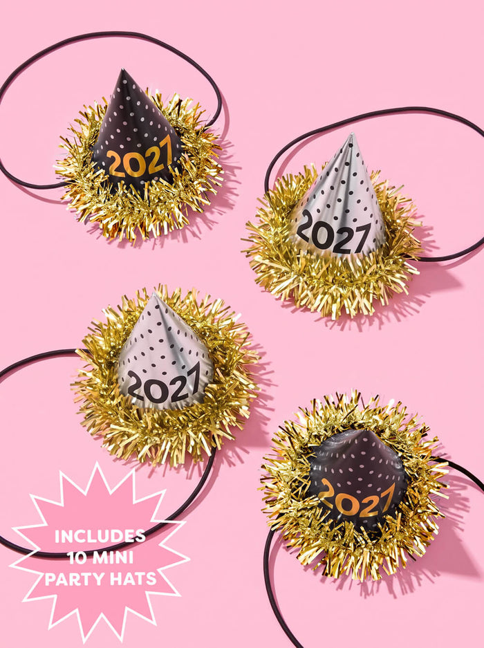 2027 NYE Mini Party Hats - 10 paper cone hats
