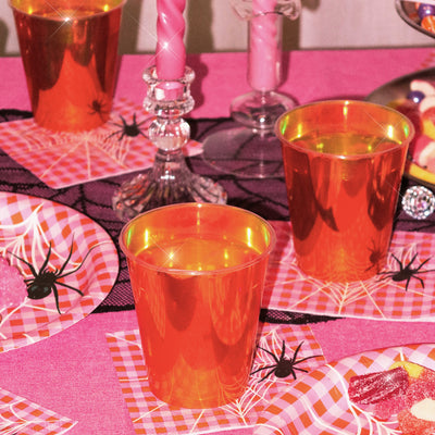 Orange Iridescent Cups - 16 plastic cups