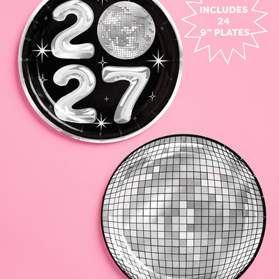 2027 NYE Disco Plates - Set of 24 Paper Plates