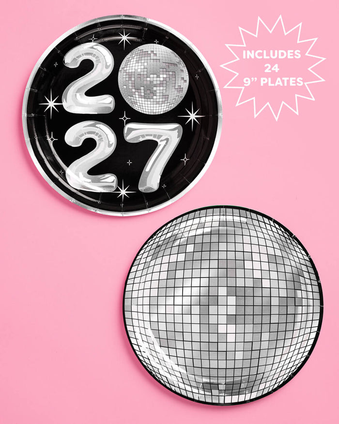2027 NYE Disco Plates - Set of 24 Paper Plates