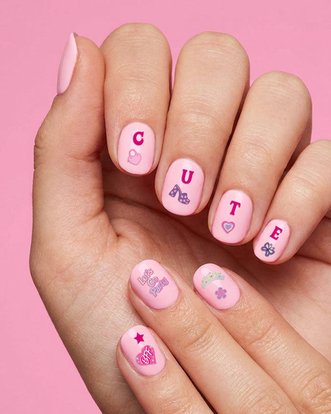 Pink Party Nail Stickers - 648 adhesive nail stickers