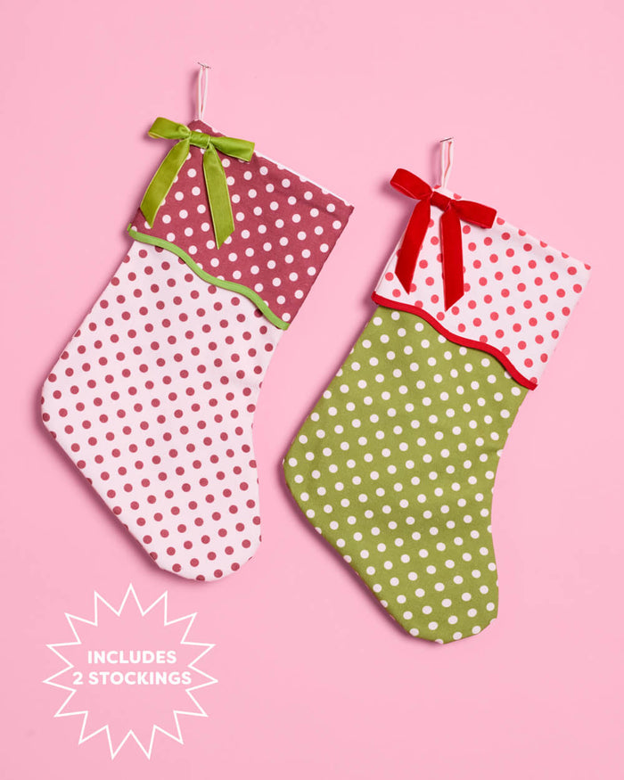 Polka Dot Stockings - canvas stockings set