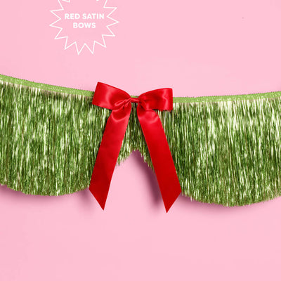 Holiday Bow Fringe Banner - festive garland