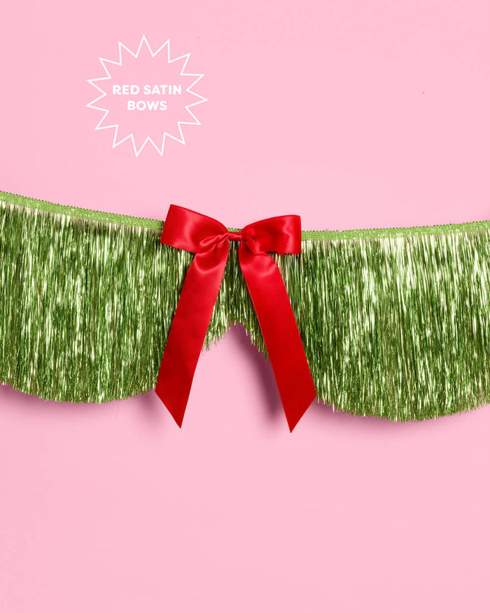 Holiday Bow Fringe Banner - festive garland