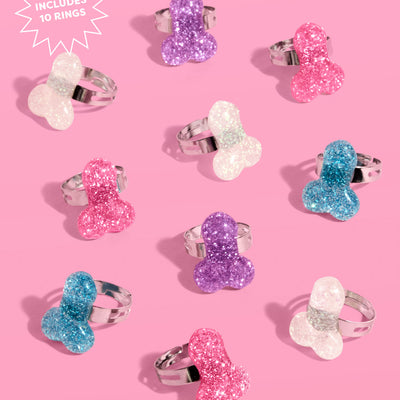 Naughty Glitter Ring Set - 10 glitter penis rings