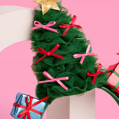 Christmas Tree Headband - green tulle headband