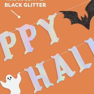 Happy Halloween Banner - iridescent foil banner
