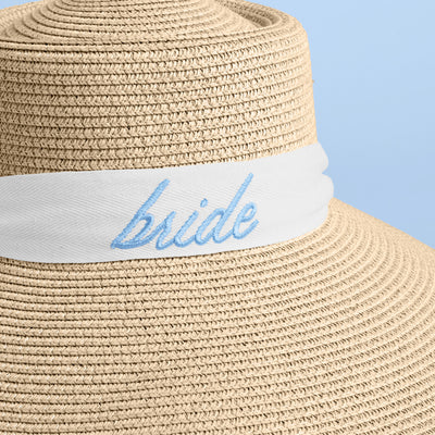 Bride Sun Hat - embroidered straw hat
