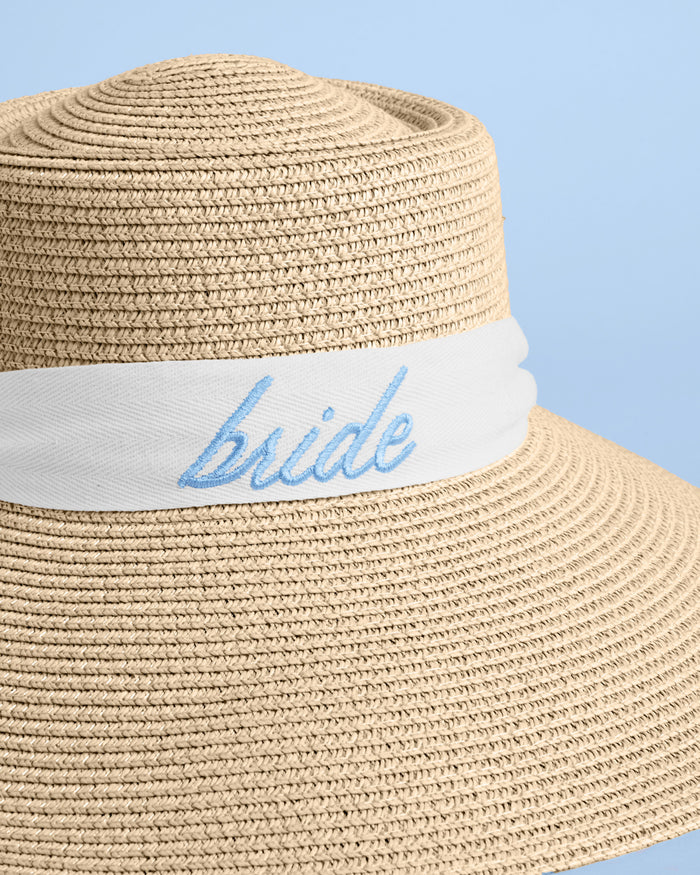 Bride Sun Hat - embroidered straw hat