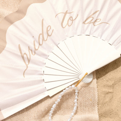 Pearl To Be Fan - white wooden fan with pearls