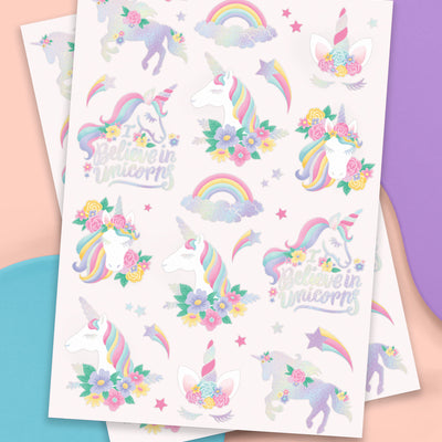 Unicorn Tats - 52 foil temporary tattoos