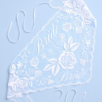 Bride Lace Headscarf - white embroidered bandana