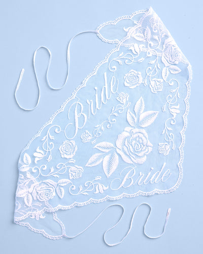 Bride Lace Headscarf - white embroidered bandana