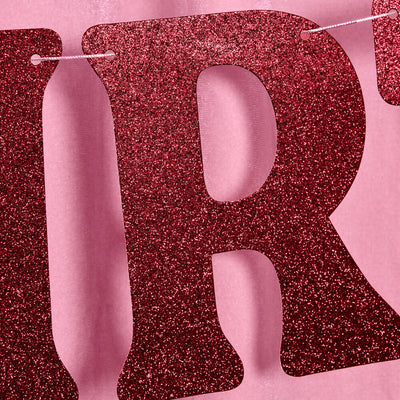 Happy Birthday Banner - 5 ft burgundy glitter banner