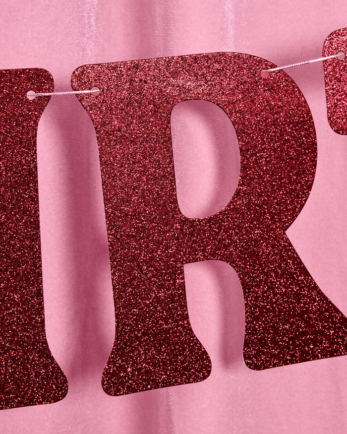 Happy Birthday Banner - 5 ft burgundy glitter banner