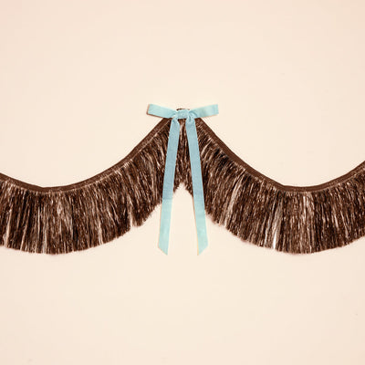 Espresso Bow Banner - fringe + velvet bows