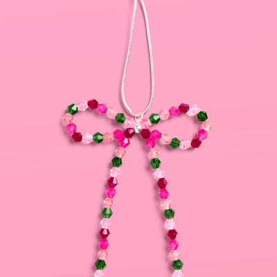 Beaded Bow Ornament Set - 6 beaded bows