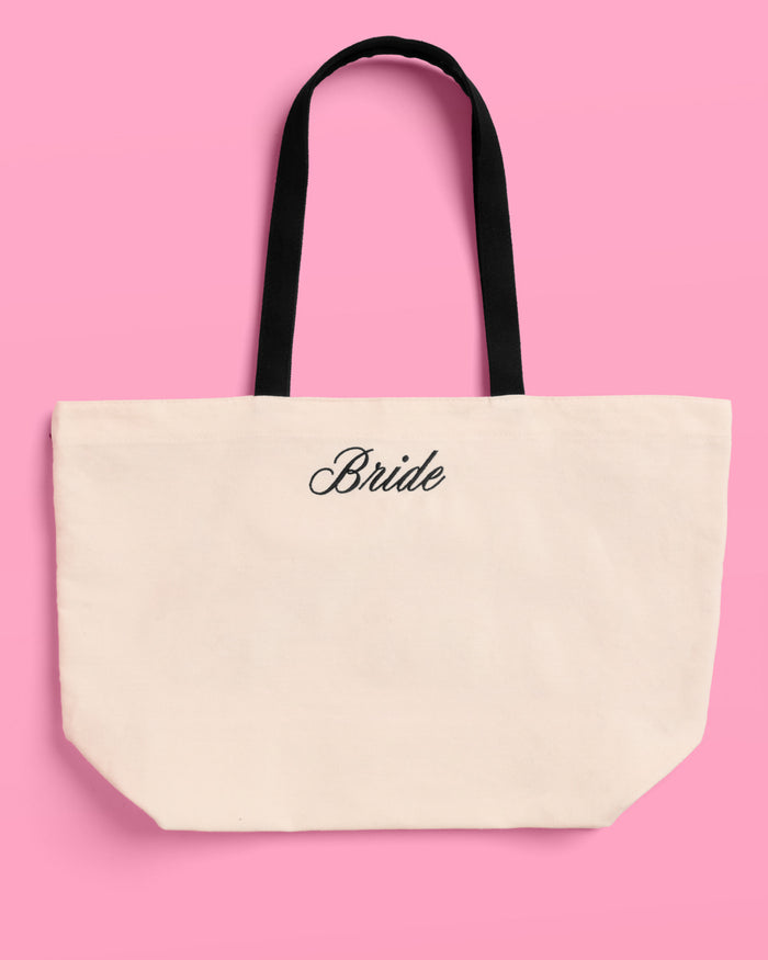 Classic Bride Tote - embroidered canvas tote w. bows